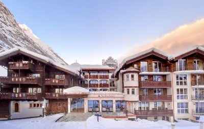 Exterior of luxury 4-star Schlosshotel Zermatt in Zermatt, Switzerland