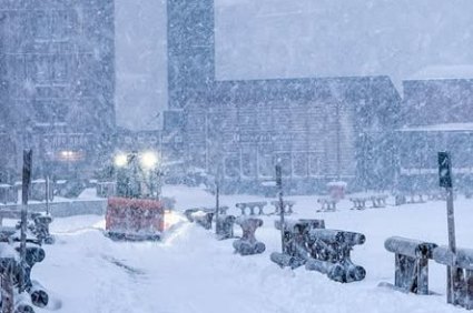 Heavy snow falling in Les Arcs, France on 24 October 2025